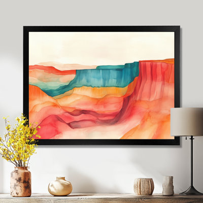 Green Red green hued cliffs blending into red canyons - Picture Framed Wall Art