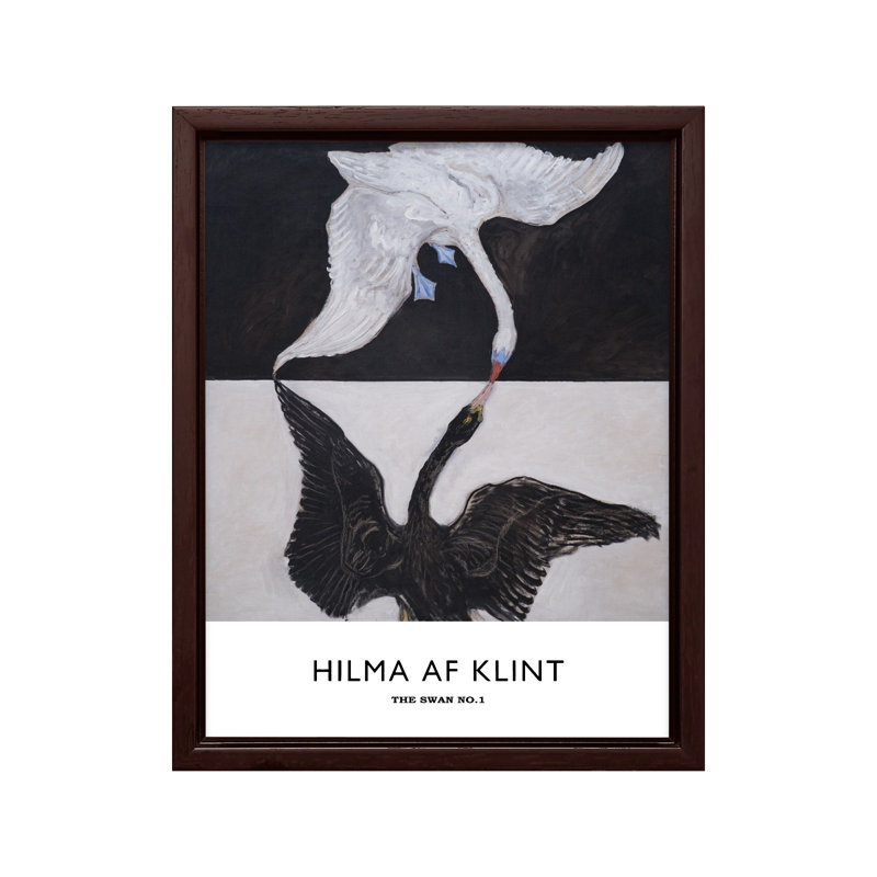 Hilma Af Klimt - The Swan No1, Canvas, 24"H x 32"W, Brown Framed