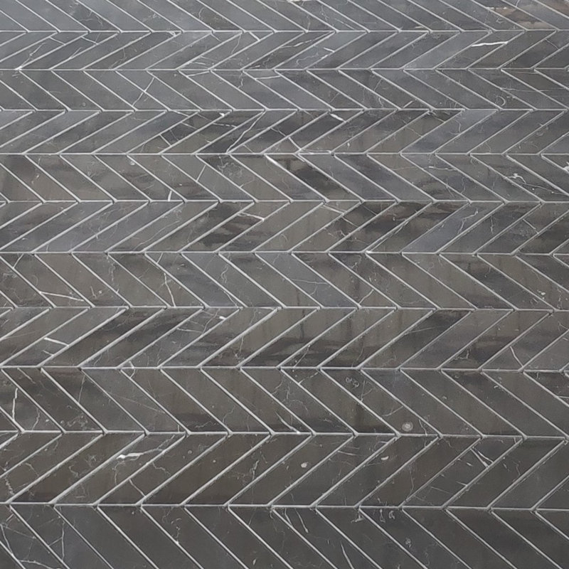 Nero Marquina Black Marble 1X4 Chevron Mosaic Tile Polished