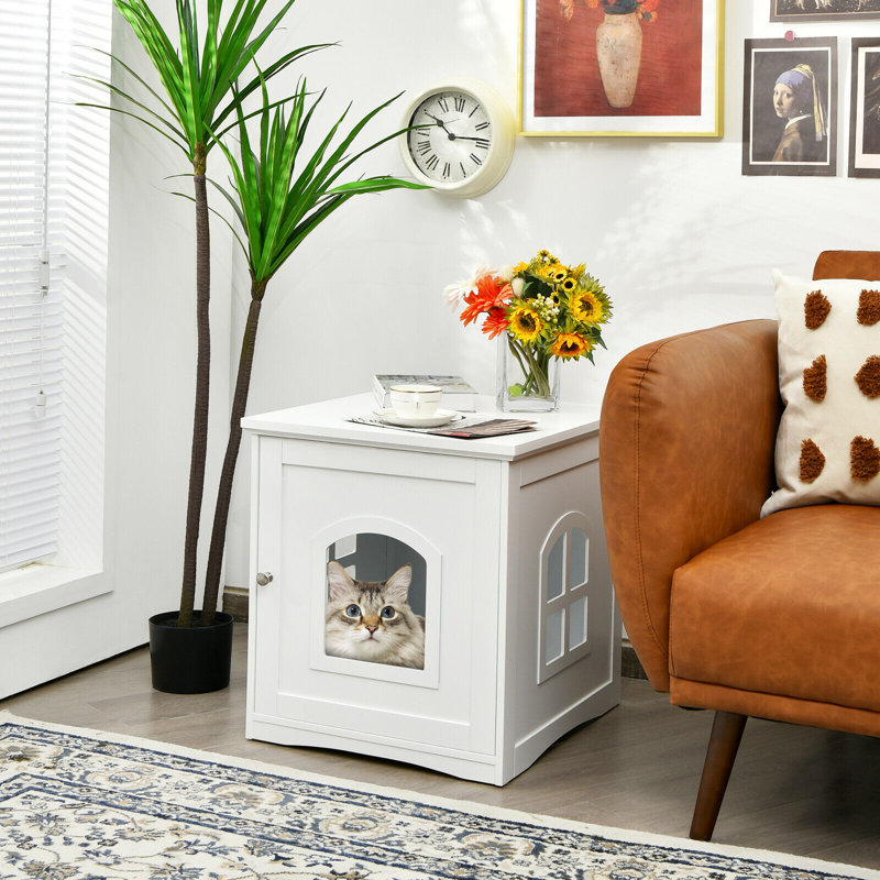Luciana Enclosed Litter Box Enclosure, White