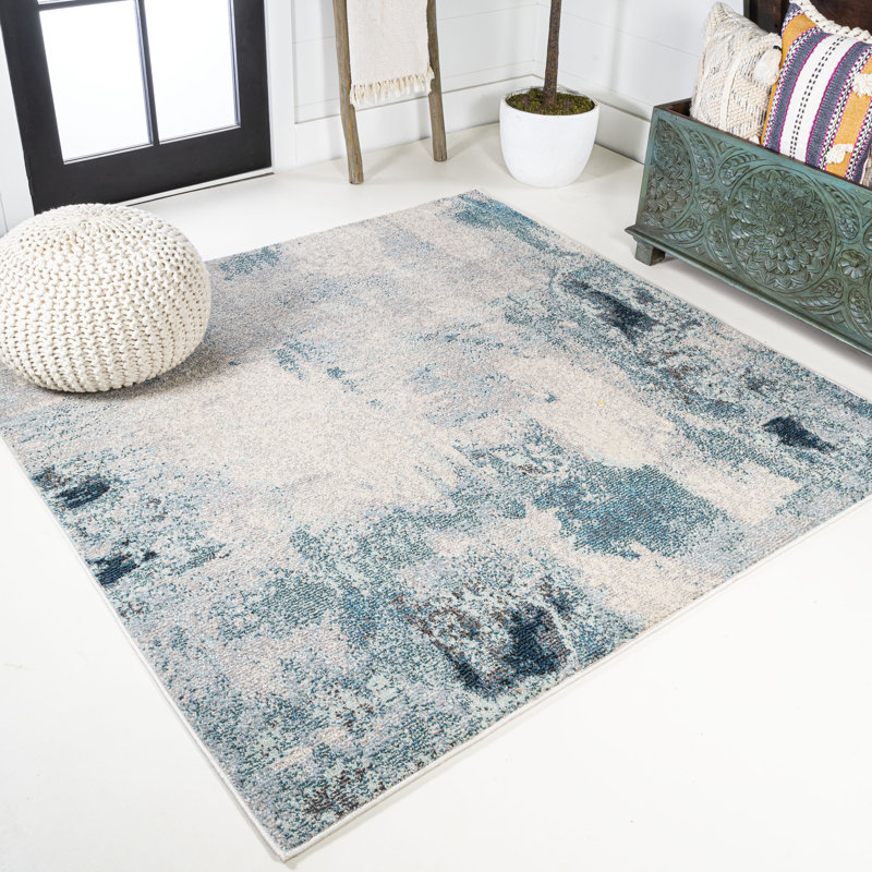 Tapis crème / bleu Lasley, Carré 7 pi 10 po