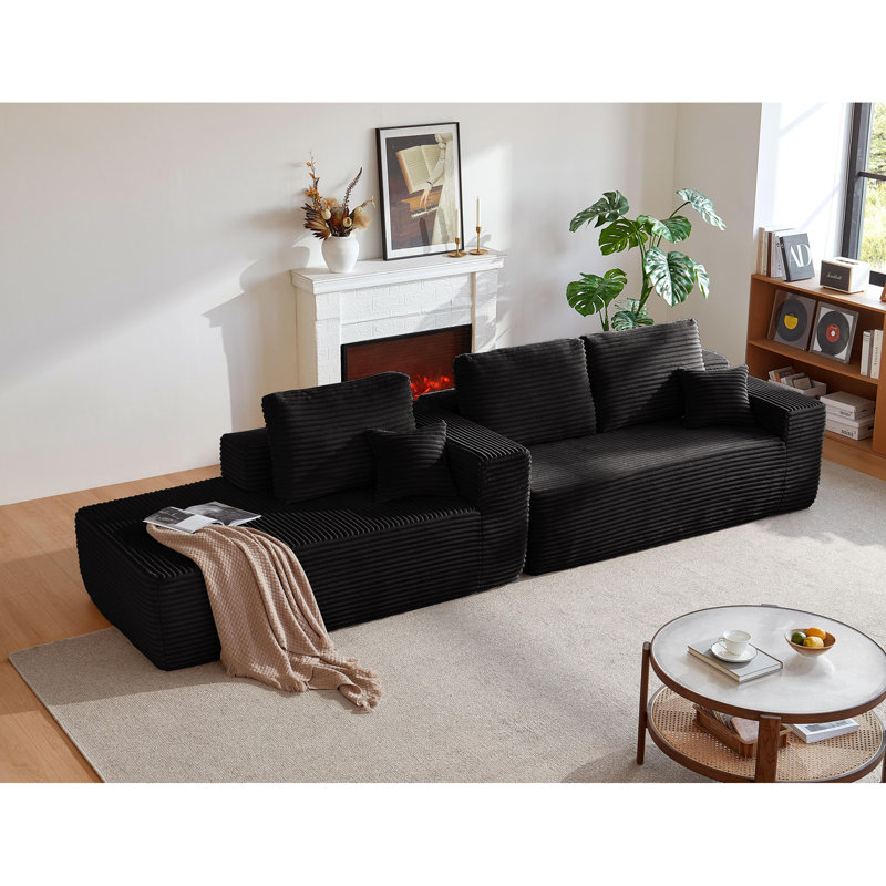 104" Cloud Sectional Sofa With L-Shape Chaise And Side Pockets, Modern Modular Design, Deep Seating, Upholstered Couch For Living Room/Bedroom, No Assembly Required (Plush Fabric), Left-Facing
