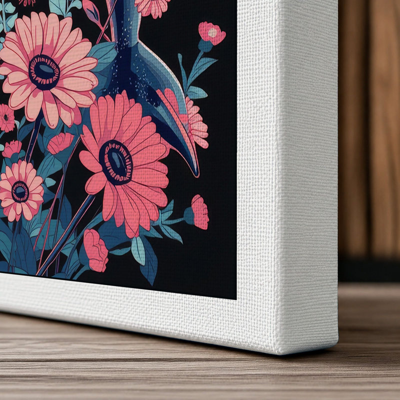 Dolphin Among Blooms Modern - Wrapped Canvas, 30x20 - 76.2 x 50.8 cm, White Border