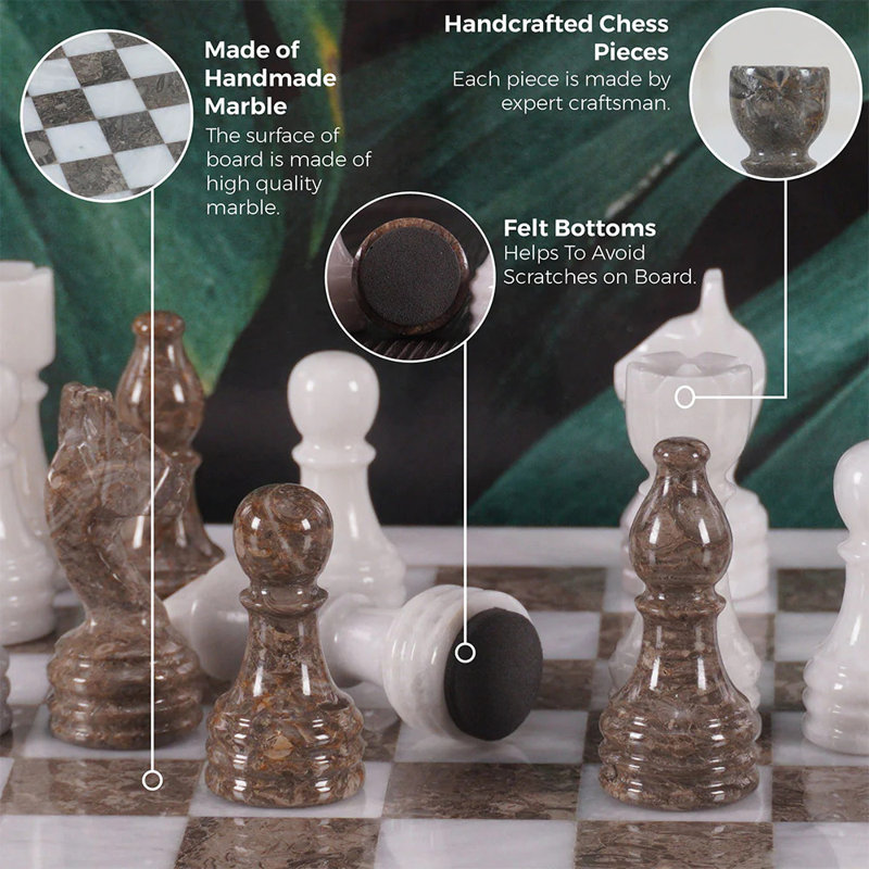 Jeu d'échecs en marbre fait à la main