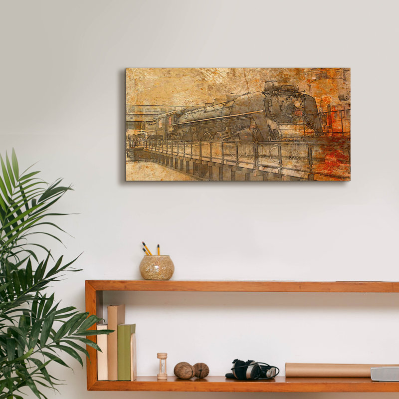 «Epic Graffiti», art mural sur toile «Rustic Train» par Dante Plata, 24 po x 12 po