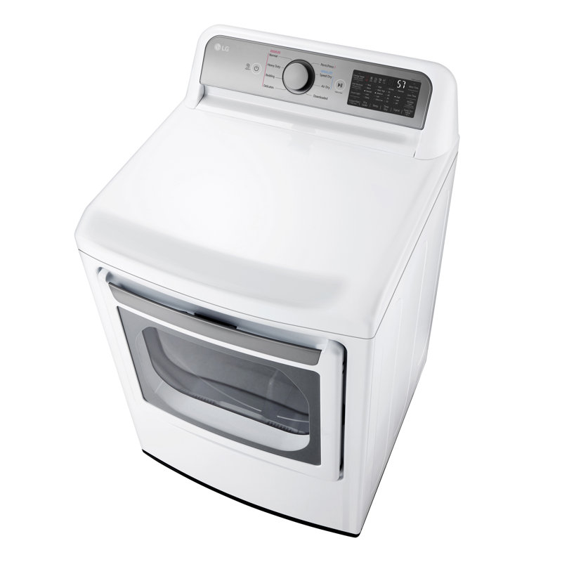 LG 7.3 cu. ft. Ultra Large Capacity Smart Wi-Fi Enabled Rear Control Electric Dryer with Easyload Door, White