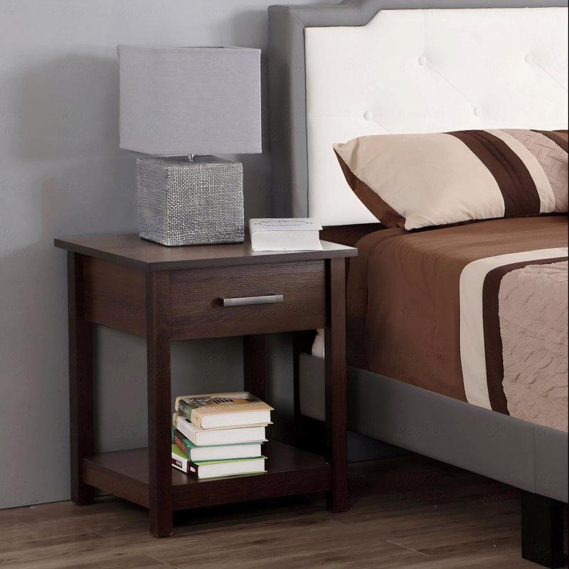 Sleek Contemporary Nightstand In Wenge, Dark Brown
