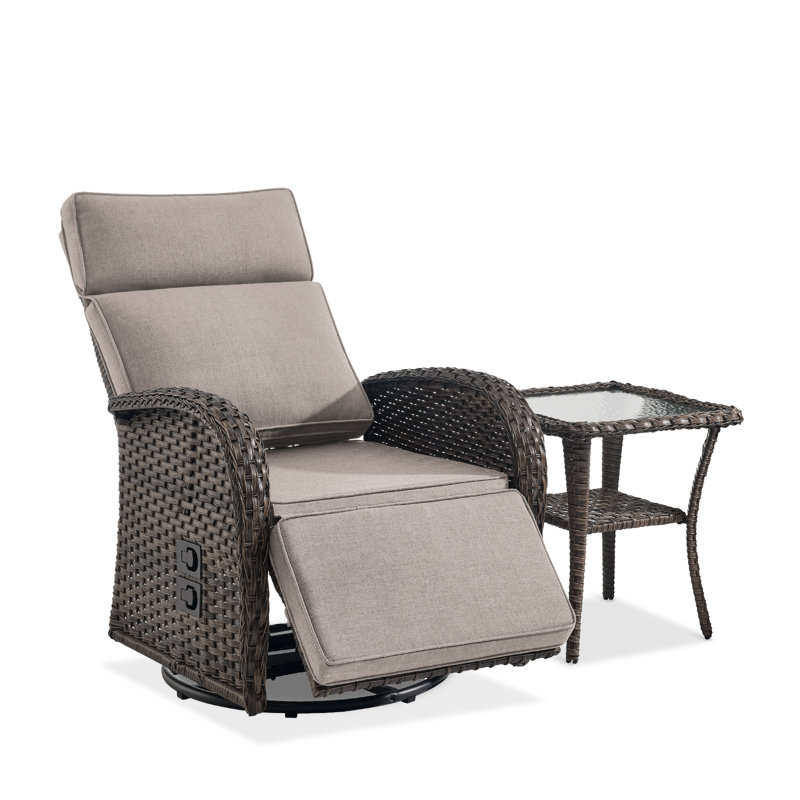 Chaise longue inclinable et réglable en osier Serita, Beige, Brun