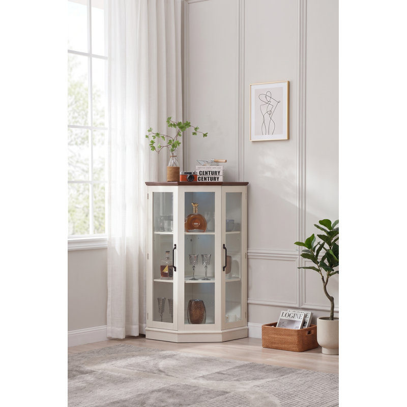 49.4‘’ Corner Cabinet with Adjustable Shelves & Spacious Storage, Corner Storage Cabinet,Corner Liquor Cabinet for Living Room & Kitchen, (Antique White)