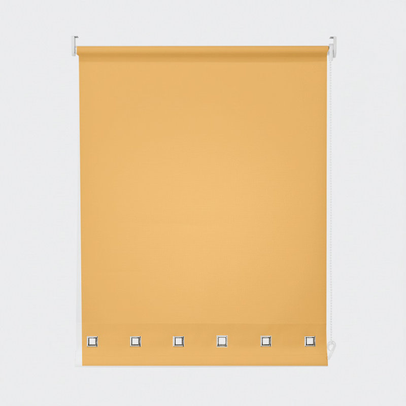 Semi Sheer Daylight Roller Blind with Chrome Eyelet Detail, 165 cm L x 60 cm W, Ochre