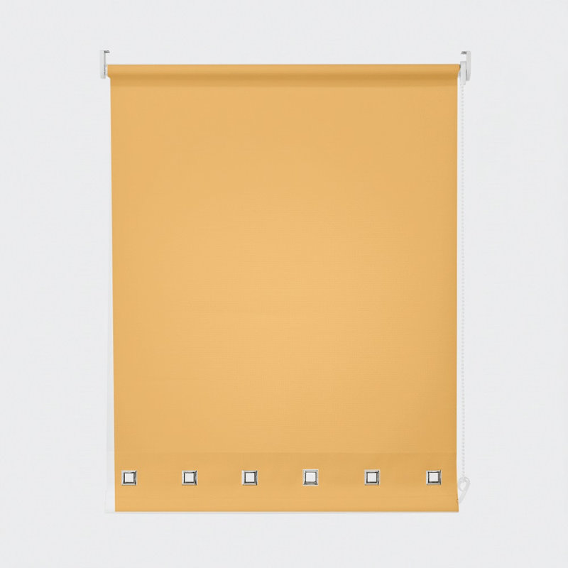 Semi Sheer Daylight Roller Blind with Chrome Eyelet Detail, Ochre, 210 cm L x 90 cm W