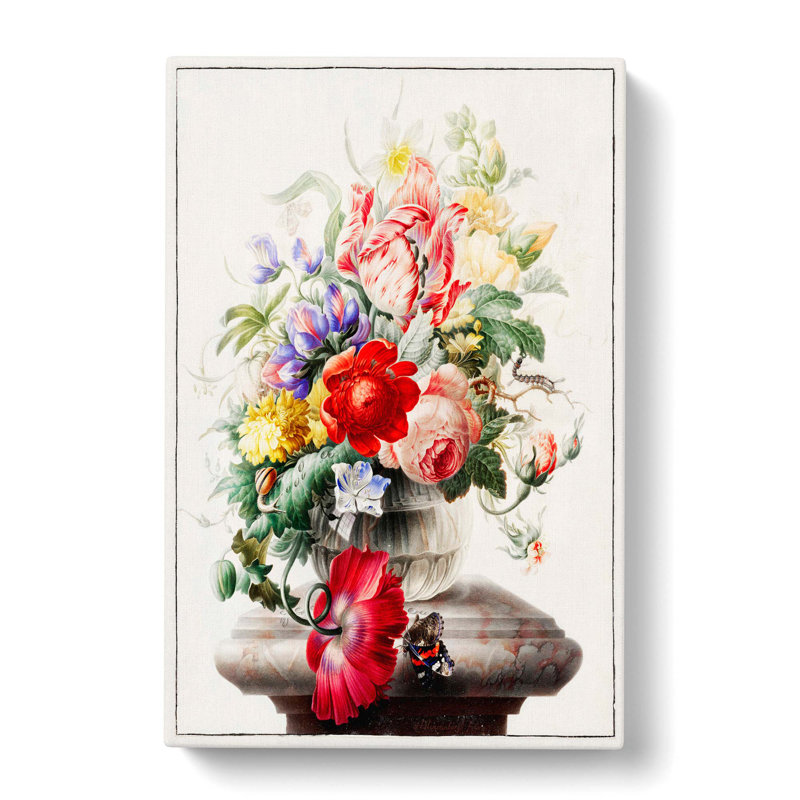 Butterfly And Flowers by Herman Henstenburgh - Wrapped Canvas Painting, 76cm H x 50cm W x 3cm D