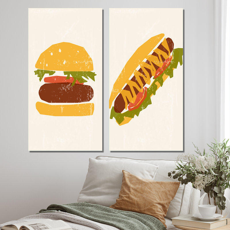 «Organic Vintage Hipster Fast Food III», ensemble de 2 impressions, Toile tendue, H 40 po x l 40 po x P 1,5 po
