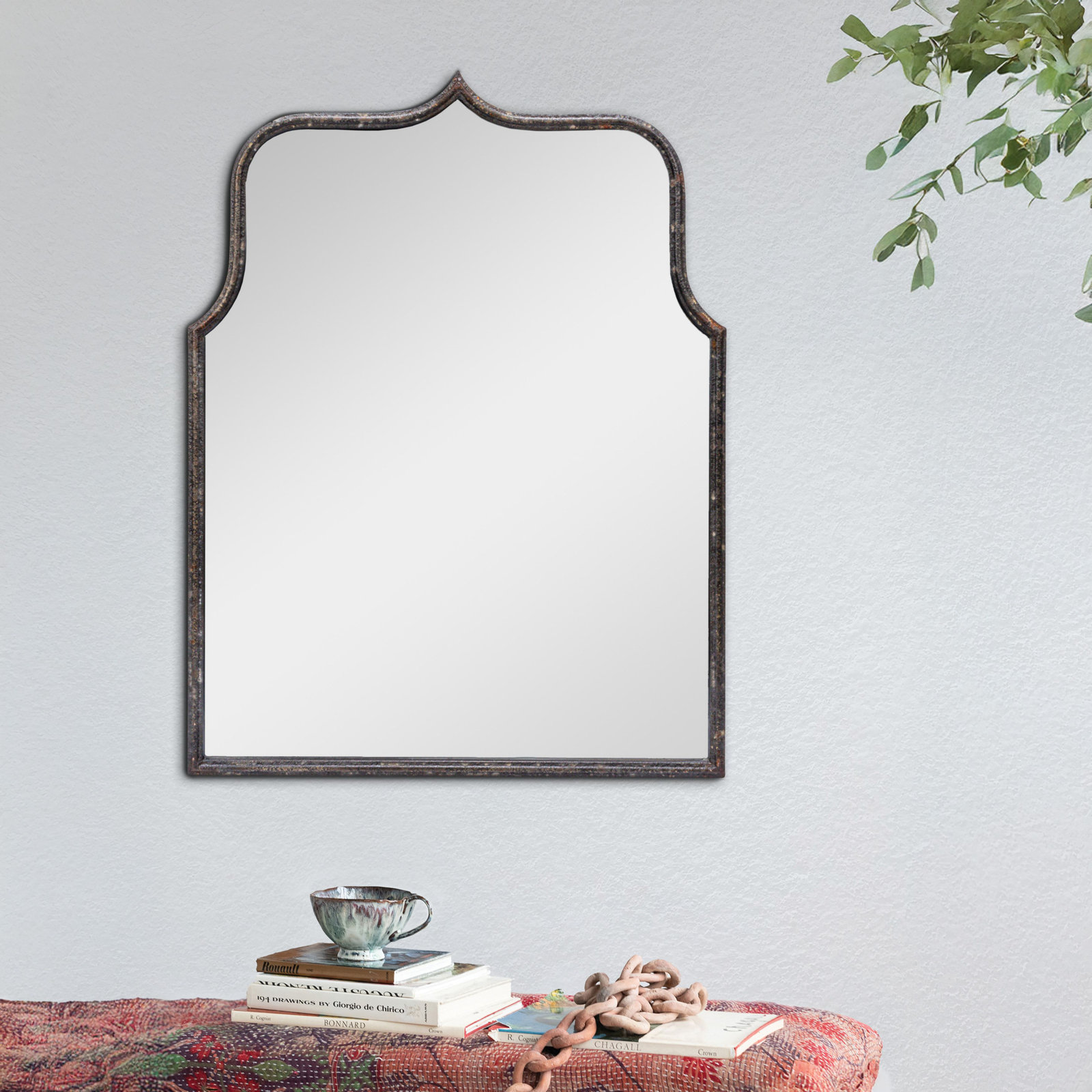 Devyn - Metal Framed Wall Mirror, 31.5" x 24", Distressed Black