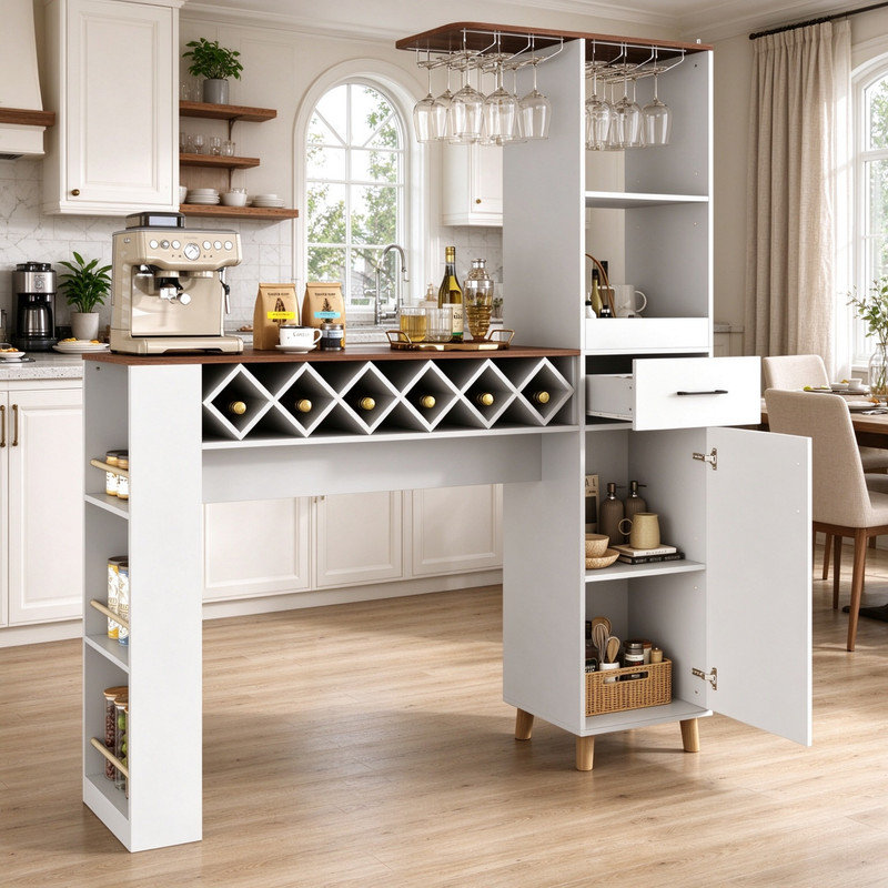 Wine Bottle & Glass Rack, Blanc