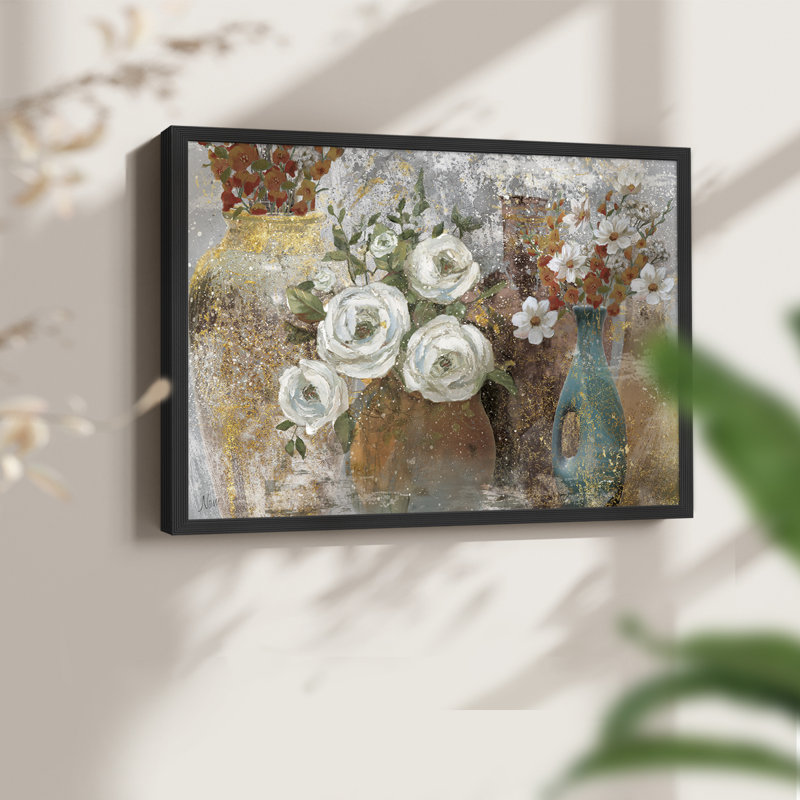 Vessels and Blooms Spice - Reproduction encadrée - Restickable, H 16 po x l 20 po, Noir, noir, noir, noir