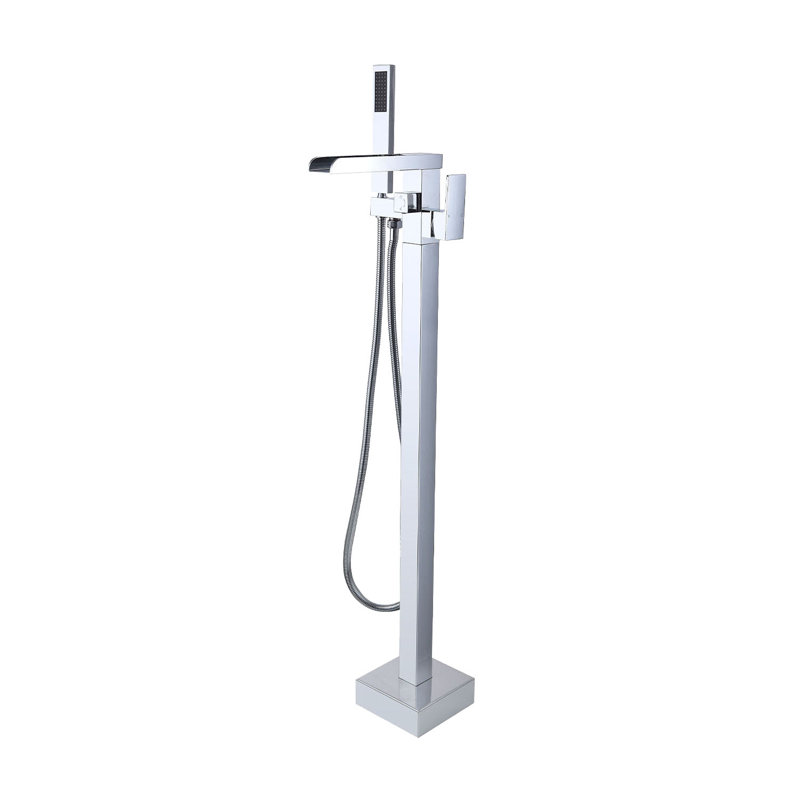 Topcraft Single Handle Floor Mounted Freestanding Tub Faucet with Handheld Shower, Chrome