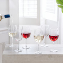 Trinkware Colored Stem Wine Glasses Set of 6 - Multi Yellow, Orange, Purple, Blue, Red, Green - Fun Party Wine Goblets -11oz
