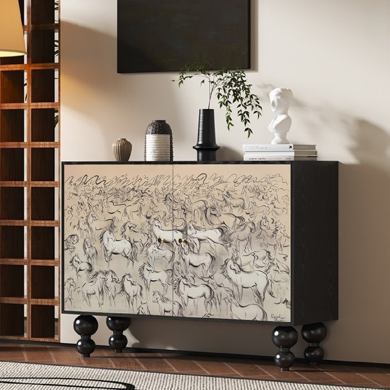 Double Door Accent Cabinet And Storage Console, Black