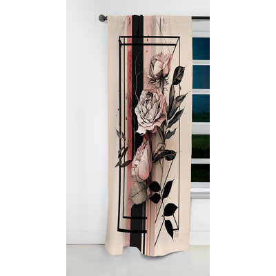 Hucksley - Rideau occultant à motif floral rose - 1 panneau