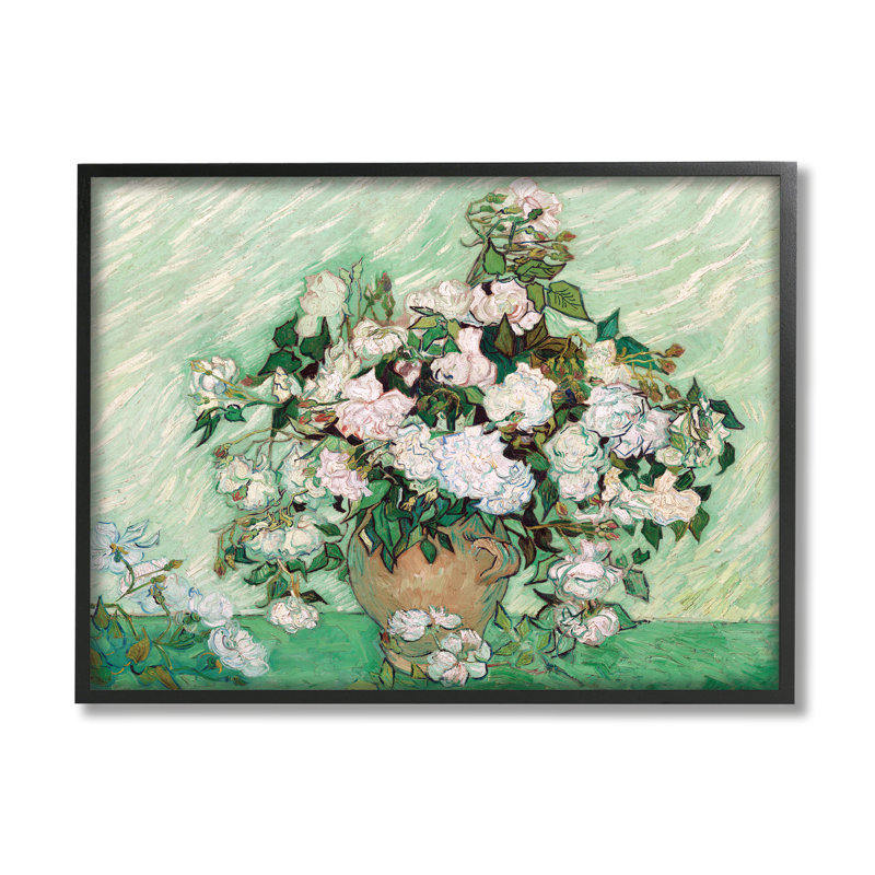 Arrangement impressionniste de chrysanthèmes traditionnels par Vincent Van Gogh - Peinture, H 24 po x l 30 po, Cadre noir