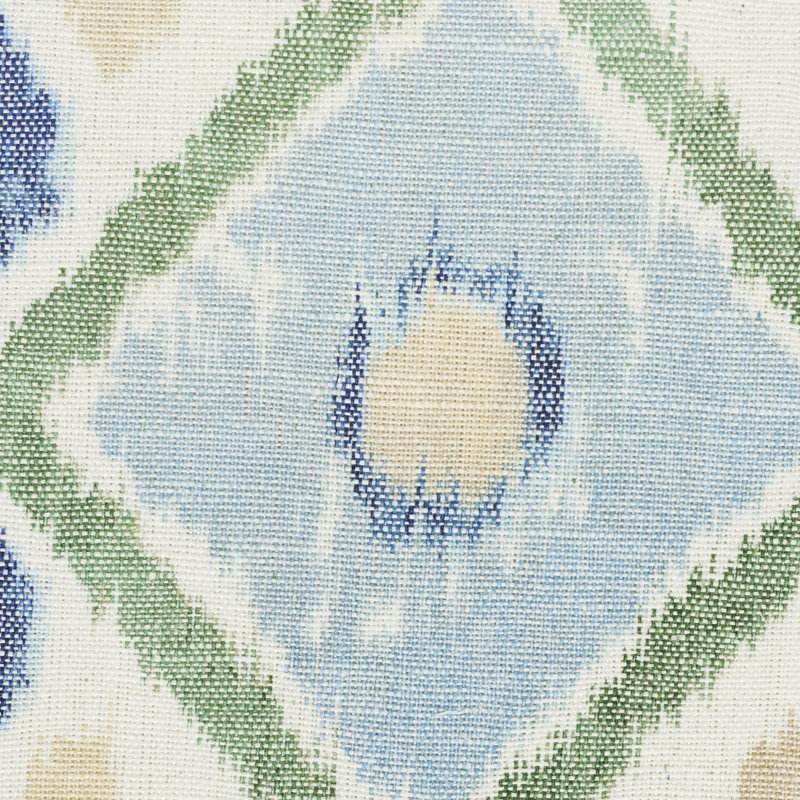 Elizia Ikat Fabric, Green/Blue