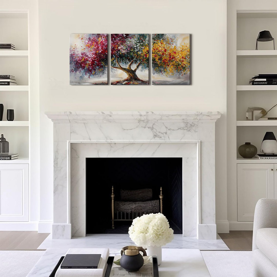 Abstract Tree Wall Art Tree Of Life Wall Decor Nature Trees Landscape Picture Canvas Prints Colorful Flowers Painting Watercolor Poster Artwork For Li