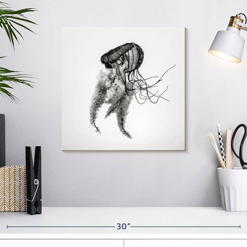 Brampt Monochrome Jellyfish, 16" H x 16" W