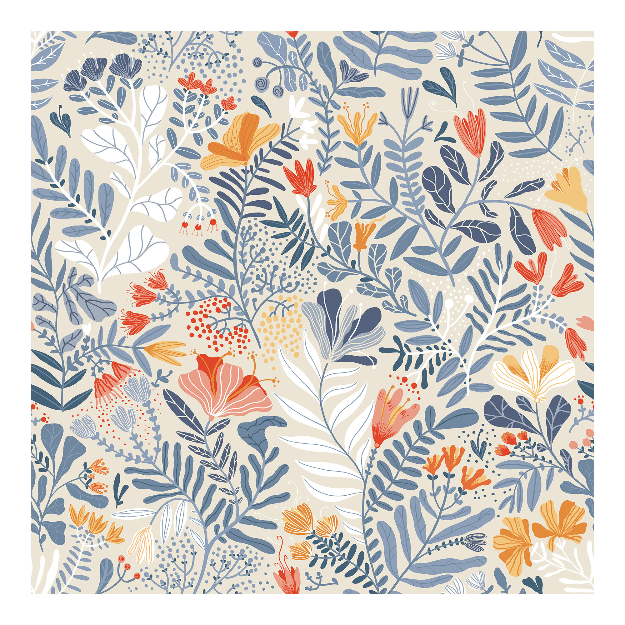 Ackworth Floral Roll, Light Blue