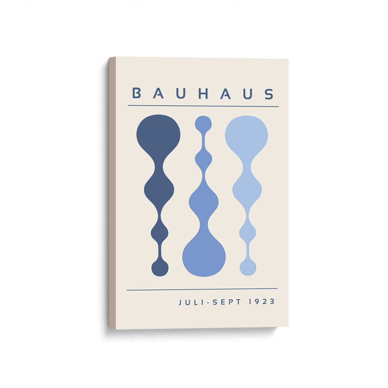 Affiche bleue rétro Bauhaus I, H 36 po x l 24 po x P 1,25 po, Toile tendue, Toile tendue