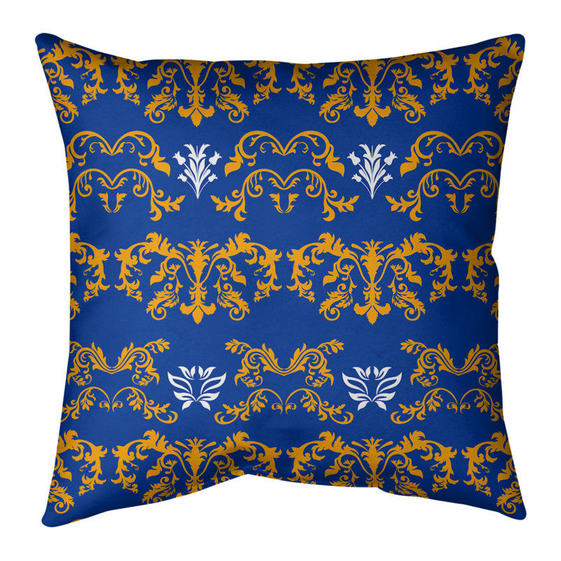 Housse de coussin LA Football Baroque, Bleu marine / or / blanc, 16 po x 1 po, Faux lin
