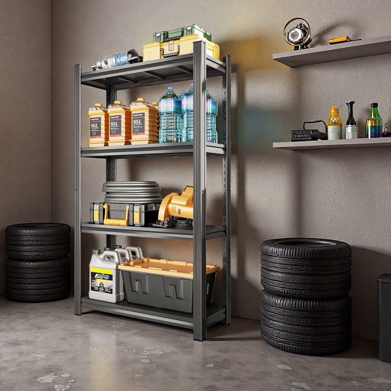 Étagère de rangement réglable à 4 niveaux en métal, pour le garage, la remise, le magasin d'alimentation, le salon, une étagère de rangement polyvalente, nécessite un assemblage