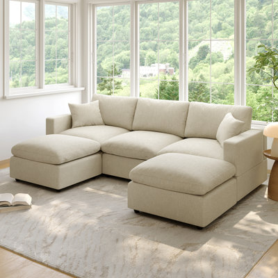 Cloud Couch Modular Sectional Sofa, Deep Seat Convertible Modular Couches For Living Room, Modern Comfy Down Filled Soft Cloud Sectional Sofa With Mov by Ebern Designs