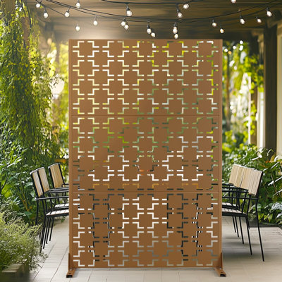 72" H x 47" W Metal Privacy Screen, Outdoor Privacy Screens - Decorative Outdoor Divider with Stand, Outdoor privacy Panels for Balcony & Patio by UFURYRIDE