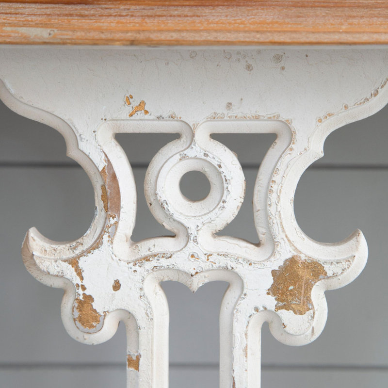 Vintage Whitewash and Warm Wood Rectangular Console Table