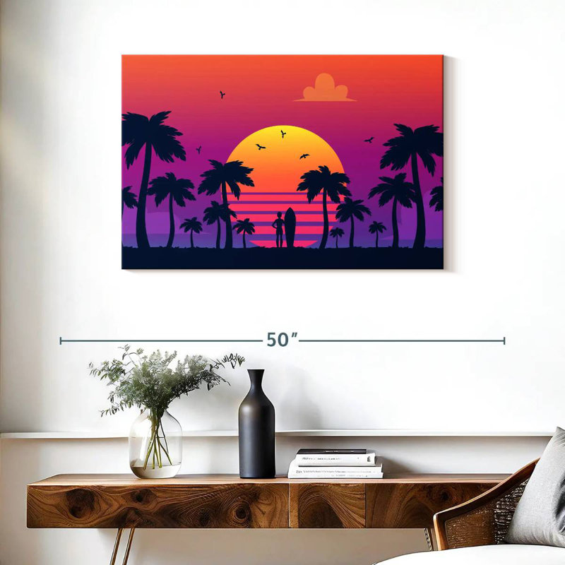Coucher de soleil au néon Gillard, H 24 po x l 36 po