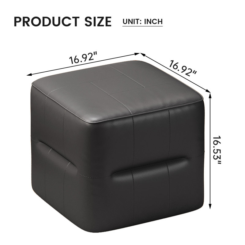 45.7cm Wide Faux Leather Pouffe Ottoman