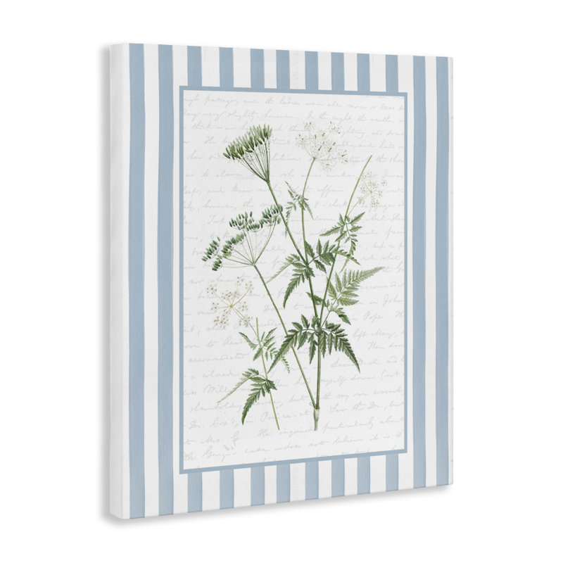 Toile rétro à rayures bleues et fines herbes, design avec lettres et doublure, H 20 po x l 16 po