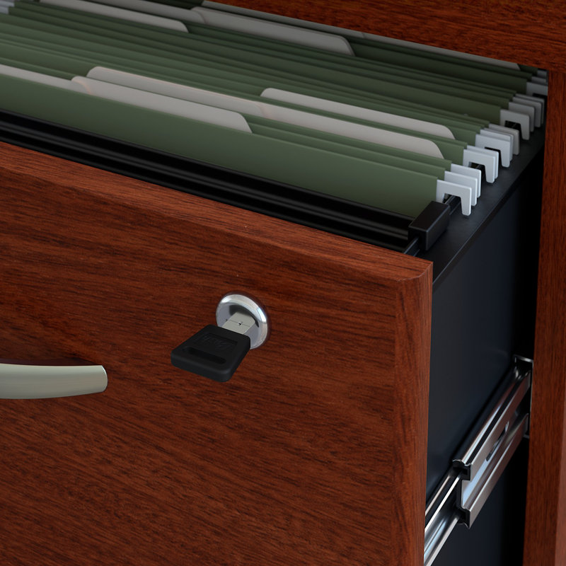 Series C 60W U Shaped Desk with 3 Drawer Mobile File Cabinet, Mahogany