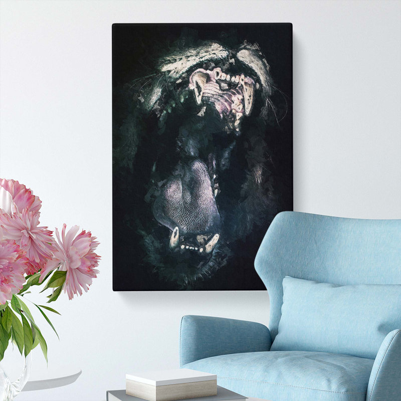 Roaring Lion In Abstract - Wrapped Canvas, 76cm H x 50cm W x 3cm D