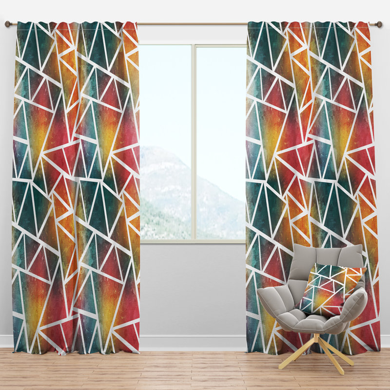 Panneau de rideau simple semi-diaphane avec passe-tringle Triangle, l 52 po x L 120 po