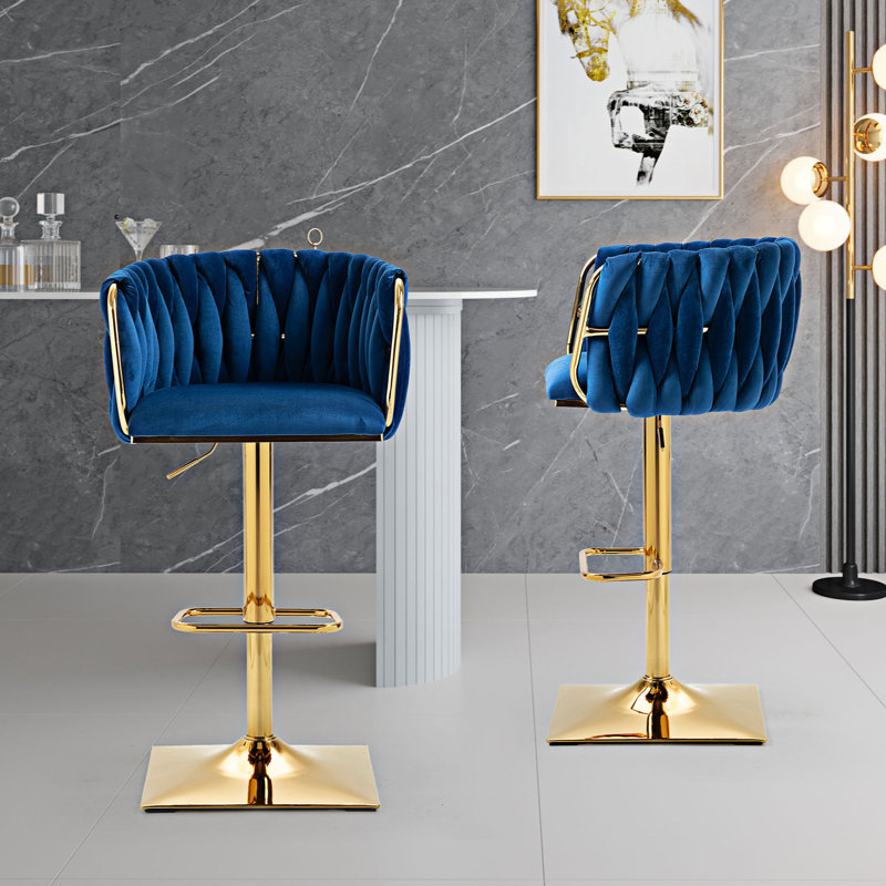 Tabouret de bar à hauteur réglable, Bleu marine