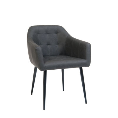Chaise avec accoudoirs rembourrée gris foncé