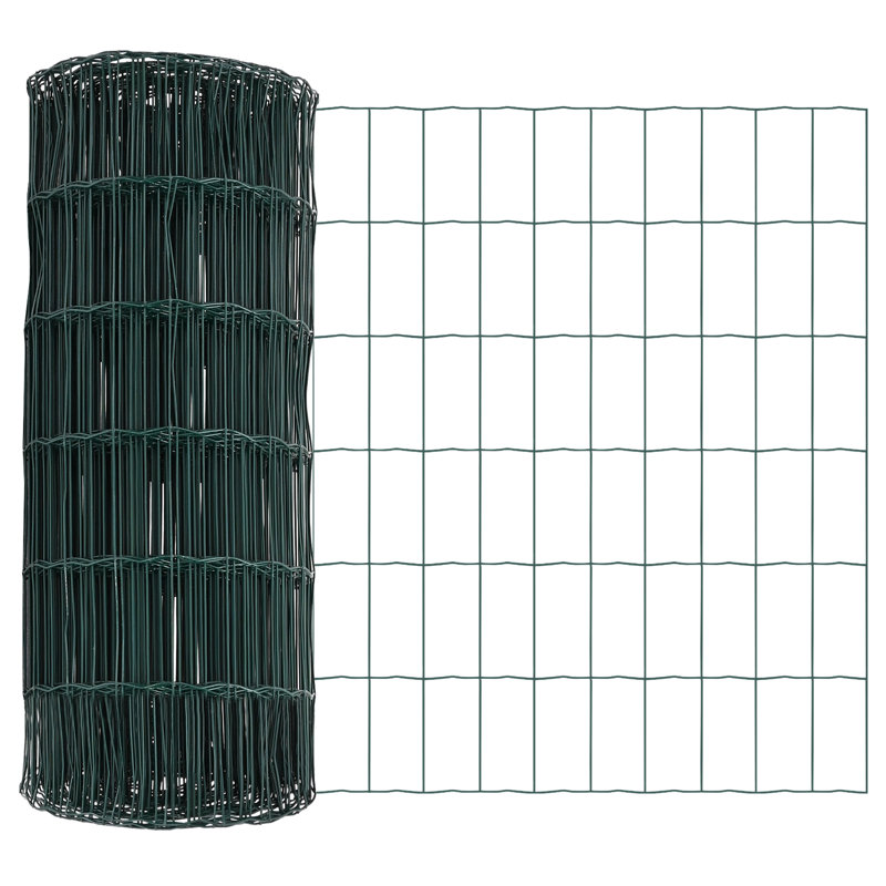 Welded Wire Fence With 13 Spike Posts Galvanised Steel, Green, 60cm H x 1000cm W