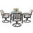 Outdoor 5-Piece Swivel Dining Set with 2.8” Soft Cushions, 35” x 35” Square Table with 2.4” Umbrella Hole for Backyard, Black and Gray