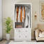 Armoire-penderie 2 portes avec 2 tiroirs et tringle blanche
