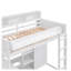 Lit mezzanine simple avec bureau, tablettes et garde-robe - Lit superposé en bois blanc pour enfants-848870242