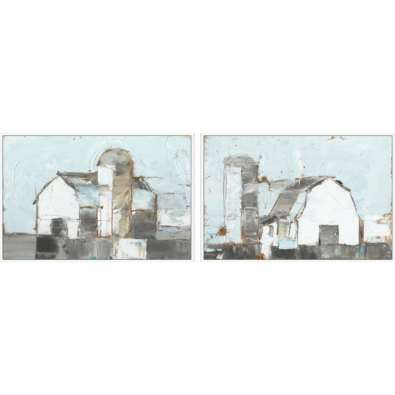 Barn and Silo Diptych - ensemble de 2 reproductions sur toile, H 24 po x l 36 po x P 1,5 po