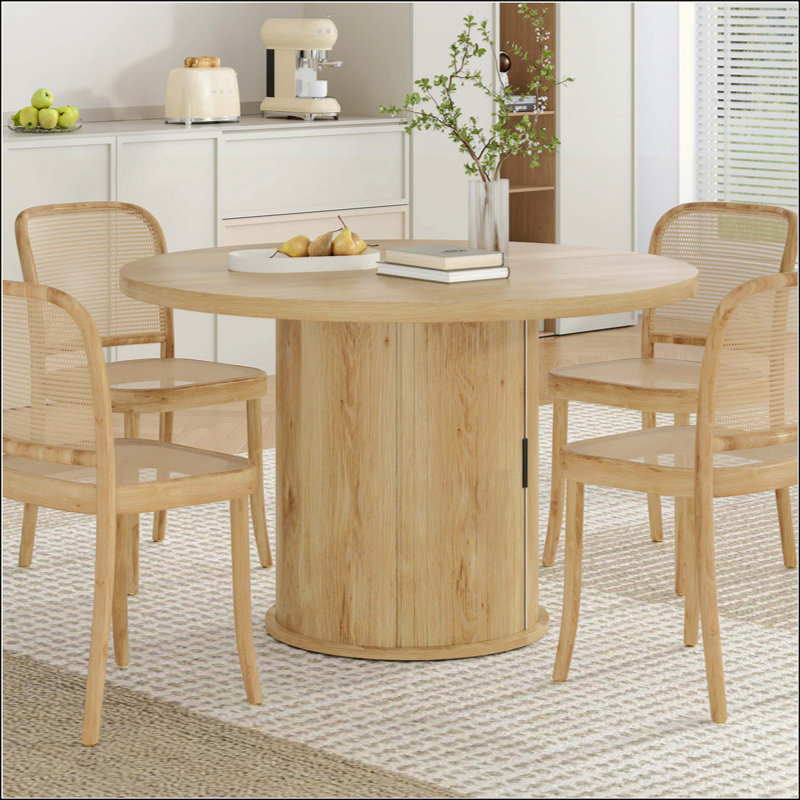Table de salle à manger ronde pour 4 personnes, petite table de cuisine en bois avec base en métal robuste, table de salle à manger ronde moderne pour salle à manger, assemblage facile