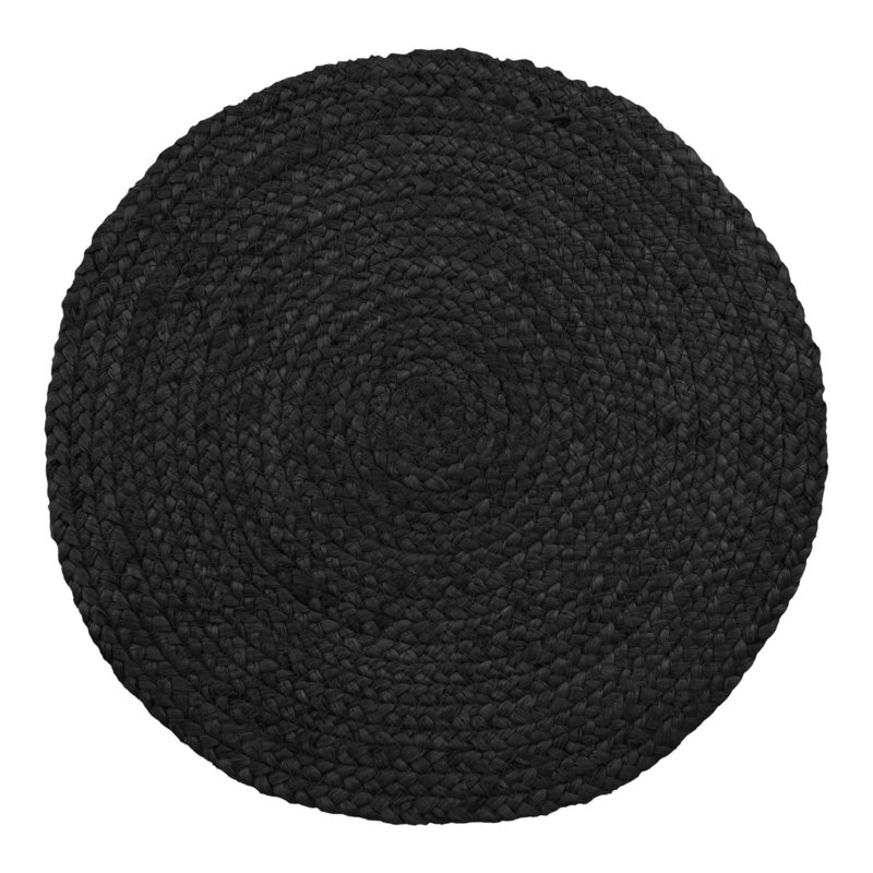 Almere Jute Solid Colour Round Placemat, Black